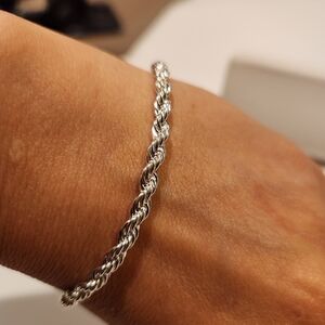 Fashion Designer Style 925 Silver Twisted Rope Bracelet - Daily Decoration